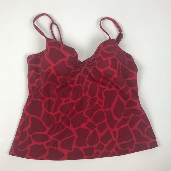 Victoria’s Secret Red Animal Print Swim Tankini Top Women Sz M - Picture 1 of 6